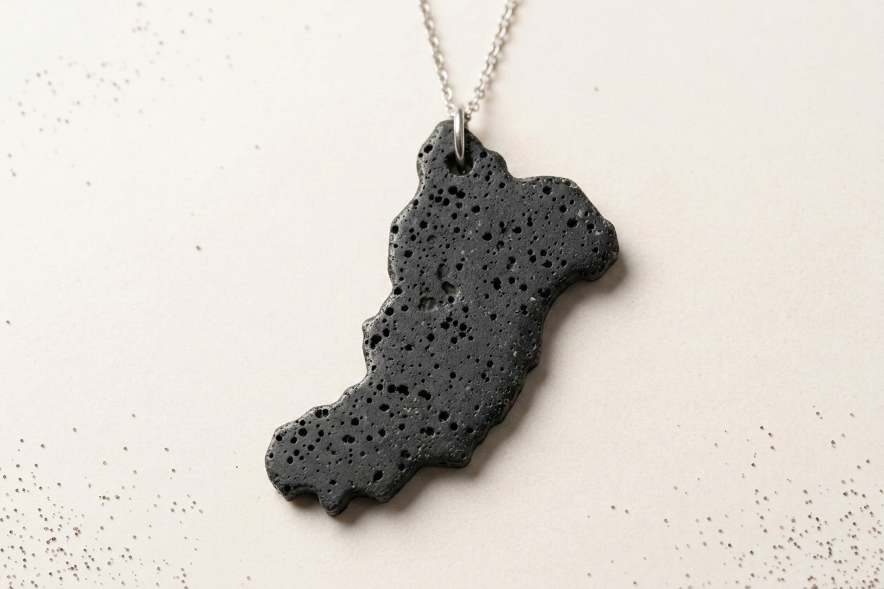 La Graciosa volcanic lava stone pendant